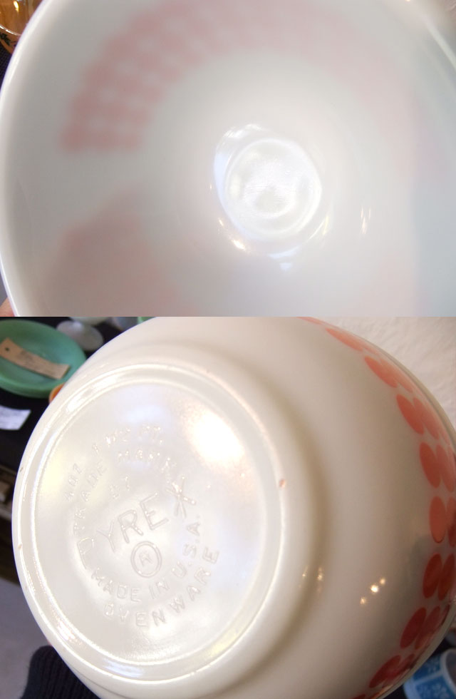 オールドパイレックス ミキシングボウル Sサイズ ニュードットオレンジ