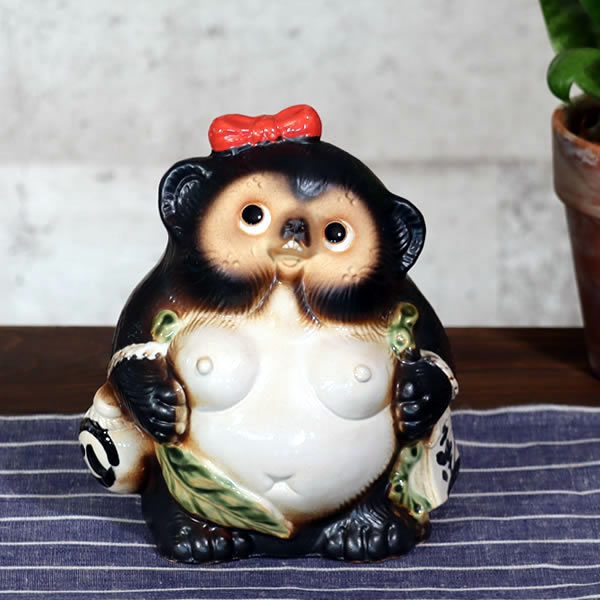 信楽焼 たぬき 信楽焼きたぬき 6号福々狸メス 陶器タヌキ 狸 女の子