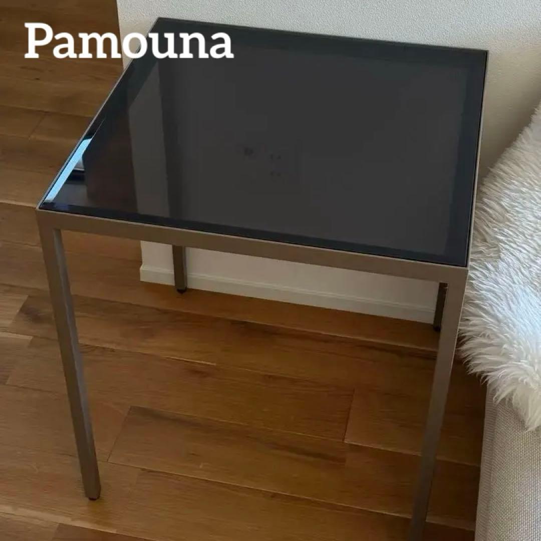 希少　サイドテーブル　ソファ　テーブル　モダン　飾り台　スモークガラス　ガラス