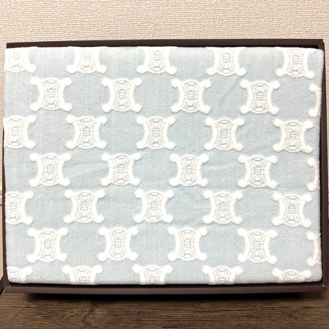 【即購入OK】セリーヌ マカダム 綿毛布 140×200cm 希少美品タグ付き CELINE セリーヌ 綿毛布 マカダム総柄 ブラウン