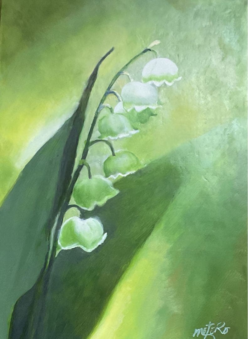 油彩画　「　すずらん　」　原画　F4号 2026.1.29 F4号 「二輪の白バラ」 ⁡ #油彩画 #バラ #F4号