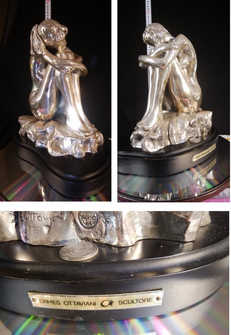 エルメス☆純 銀メッキブロンズ風裸婦彫刻像/高28cm重4 ㎏少女