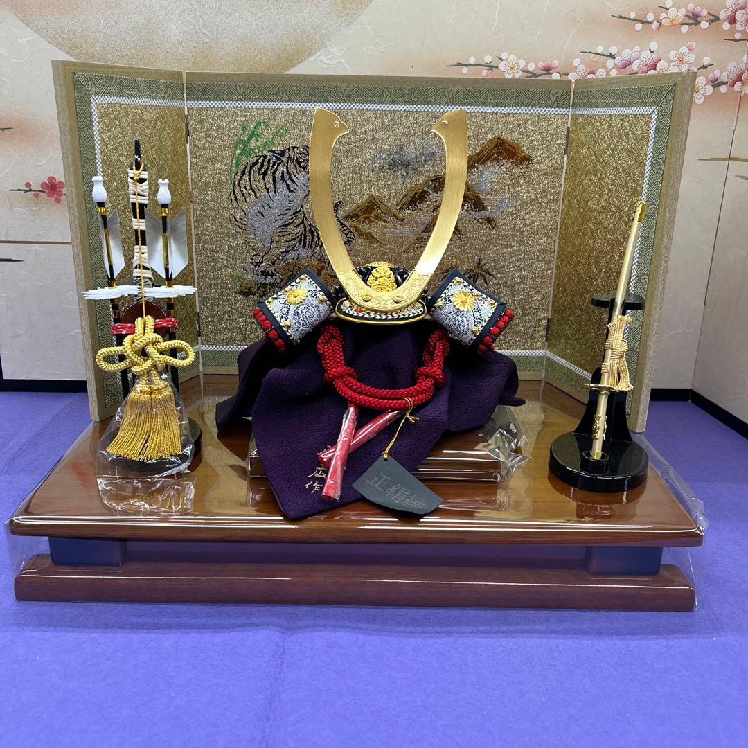 【355】虎の屏風付き五月人形飾台＊