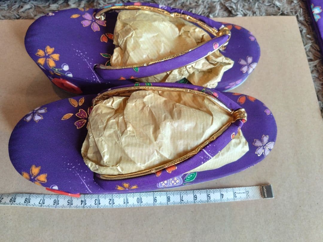 （着画あり）3歳七五三用5点セット 紫色 花柄 着物